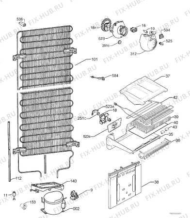 Взрыв-схема холодильника Zanussi ZRB634NWD - Схема узла Cooling system 017